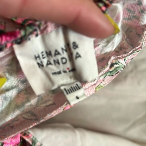 Hemant and Nandita Floral Crop Top - NWOT - Pink Puffed Shoulders - Picture 4 of 5